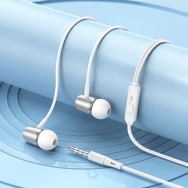 HOCO wire earphones Jack 3,5 mm with microphone M108 silver - Image 5