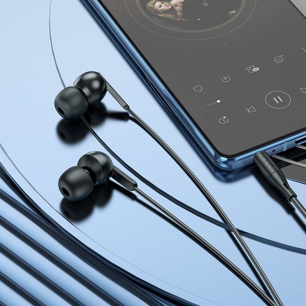 HOCO wire earphones Jack 3,5 mm with microphone M124 black - Image 4