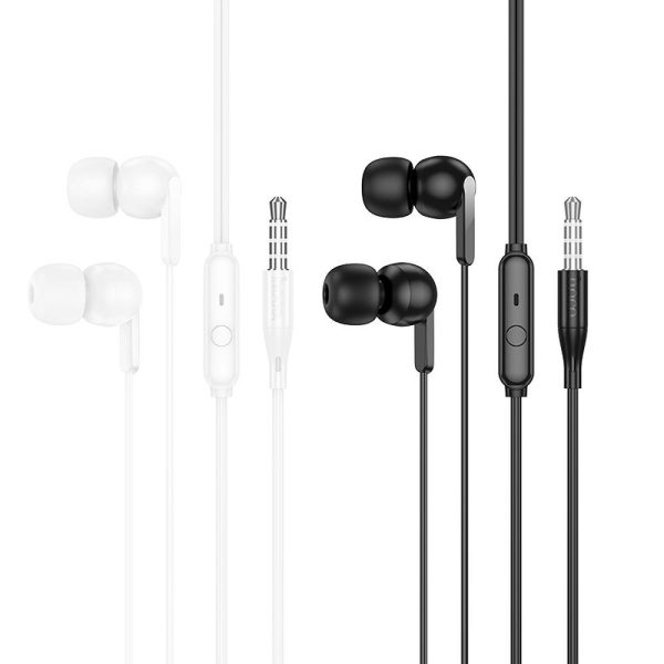 HOCO wire earphones Jack 3,5 mm with microphone M124 white - Image 4