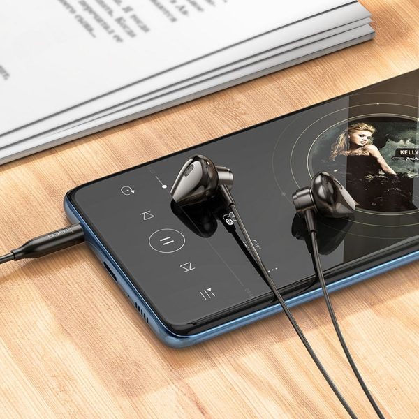 HOCO wire earphones Jack 3,5 mm with microphone M125 black - Image 4