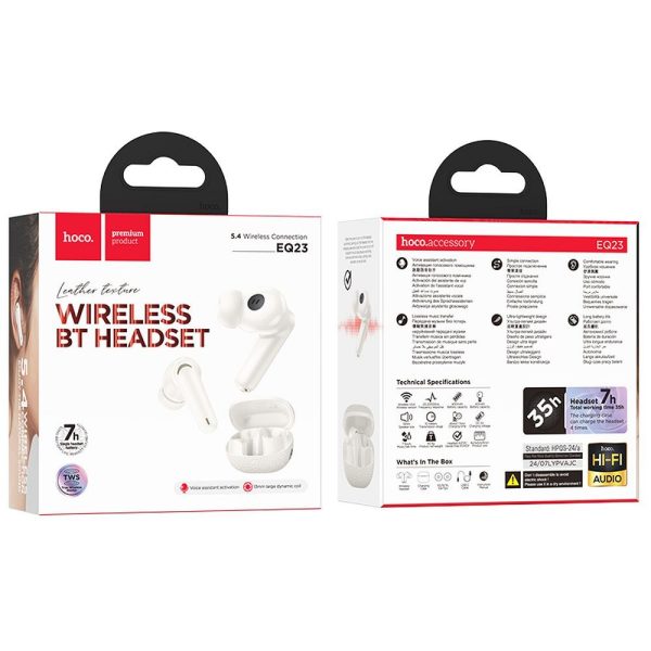 HOCO wireless earphones bluetooth TWS EQ23 milky white - Image 5