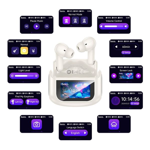 HOCO wireless earphones bluetooth with touch screen TWS ANC + ENC EQ21 cloudy white - Image 2