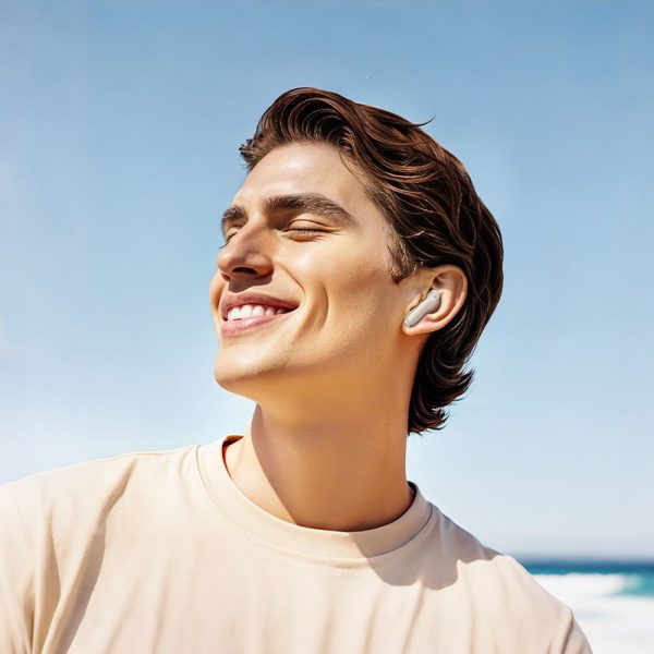 HOCO wireless earphones bluetooth with touch screen TWS ANC + ENC EQ21 cloudy white - Image 3