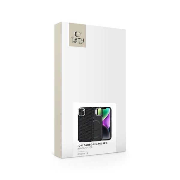 TECH-PROTECT ION CARBON MAGSAFE-APPLE IPHONE 14 BLACK/SILVER - Image 5