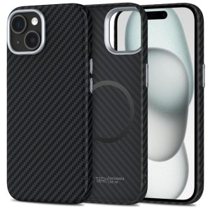 TECH-PROTECT ION CARBON MAGSAFE IPHONE 15 BLACK/SILVER