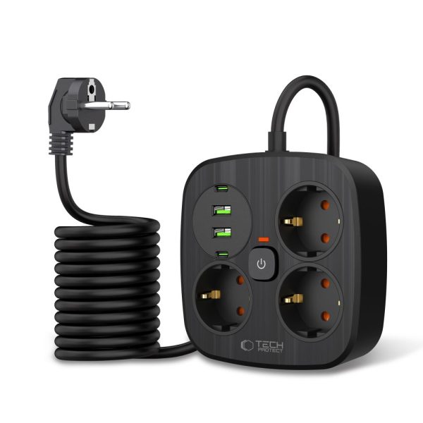 TECH-PROTECT PCS3X4 POWER STRIP 2 USB & 2 TYPE-C & 3 SOCKET 200CM BLACK - Image 2