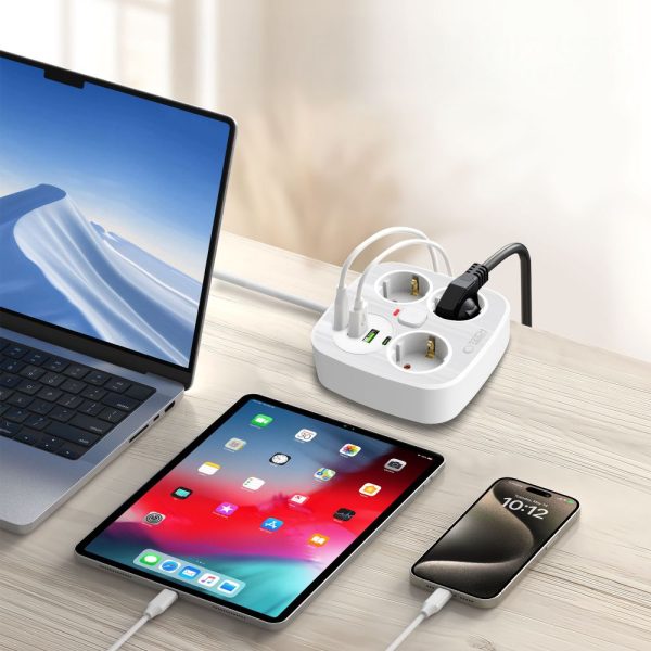 TECH-PROTECT PCS3X4 POWER STRIP 2 USB & 2 TYPE-C & 3 SOCKET 200CM WHITE - Image 4