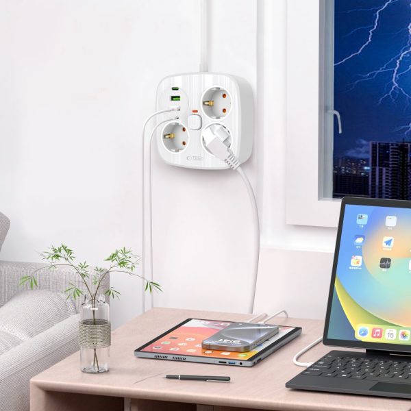 TECH-PROTECT PCS3X4 POWER STRIP 2 USB & 2 TYPE-C & 3 SOCKET 200CM WHITE - Image 5