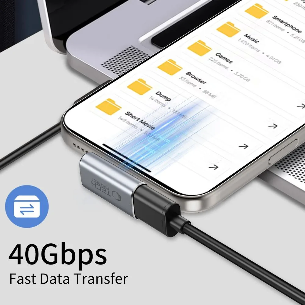 Γωνιακός Adapter USB-C σε USB-C Tech-Protect UltraBoost AA03 100W Grey - Image 3