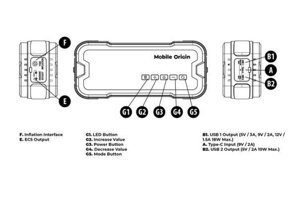 Mobile Origin JumpStarter and Air Compressor CA01 (MO-JSC-CA1) - Image 11