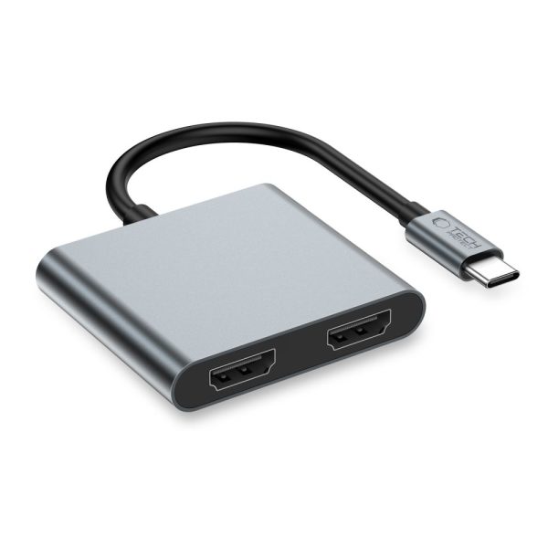 TECH-PROTECT HB08 HUB ADAPTER 4IN1 TYPE-C + USB2.0 + 2 x HDMI 4K 60HZ SPACE GREY - Image 2