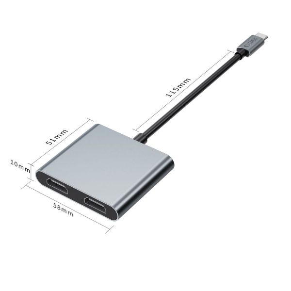 TECH-PROTECT HB08 HUB ADAPTER 4IN1 TYPE-C + USB2.0 + 2 x HDMI 4K 60HZ SPACE GREY - Image 4