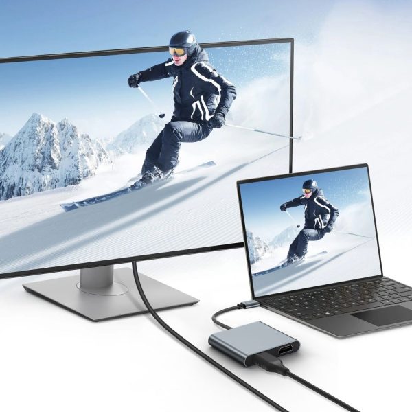 TECH-PROTECT HB08 HUB ADAPTER 4IN1 TYPE-C + USB2.0 + 2 x HDMI 4K 60HZ SPACE GREY - Image 5
