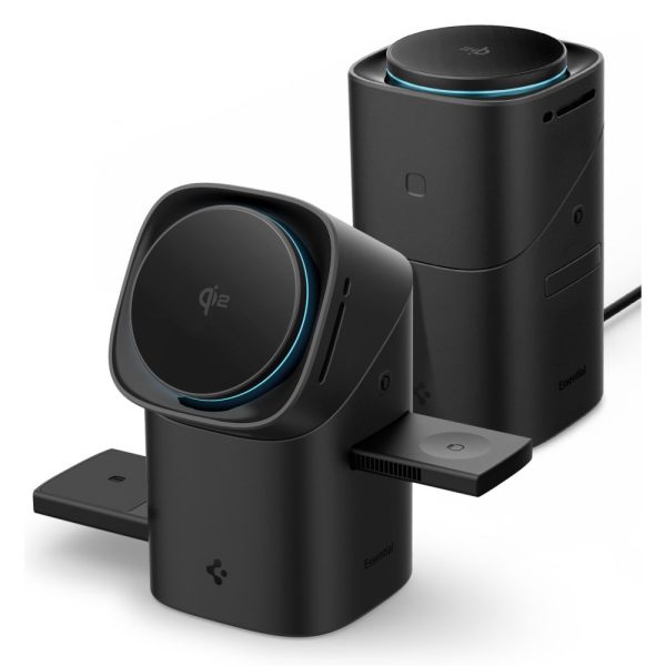SPIGEN ESSENTIAL EF223MS 3IN1 QI2 ROTARY MAGNETIC MAGSAFE WIRELESS CHARGER BLACK (8800283303773-ACH09542) - Image 2