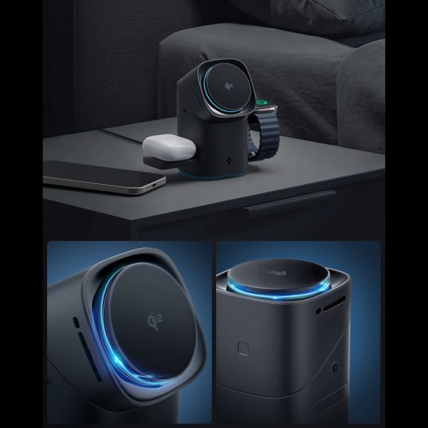 SPIGEN ESSENTIAL EF223MS 3IN1 QI2 ROTARY MAGNETIC MAGSAFE WIRELESS CHARGER BLACK (8800283303773-ACH09542) - Image 3