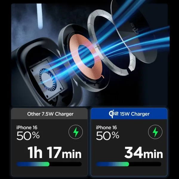 SPIGEN ESSENTIAL EF223MS 3IN1 QI2 ROTARY MAGNETIC MAGSAFE WIRELESS CHARGER BLACK (ACH09542) - Image 7