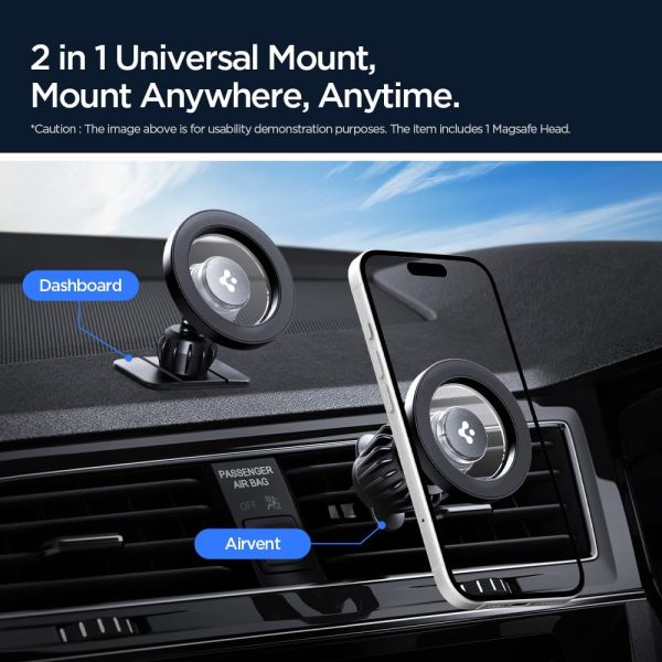 SPIGEN MFT13 MAGNETIC MAGSAFE DASHBOARD & VENT CAR MOUNT SILVER (ACP08314) - Image 6