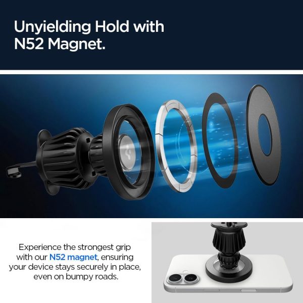 SPIGEN MFT13 MAGNETIC MAGSAFE DASHBOARD & VENT CAR MOUNT SILVER (ACP08314) - Image 9