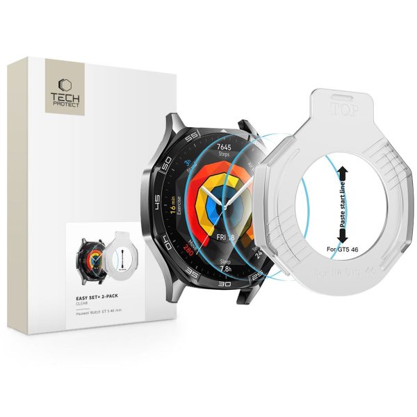 SZKŁO HARTOWANE TECH-PROTECT EASY SET+ 2-PACK HUAWEI WATCH GT 5 (46 MM) CLEAR