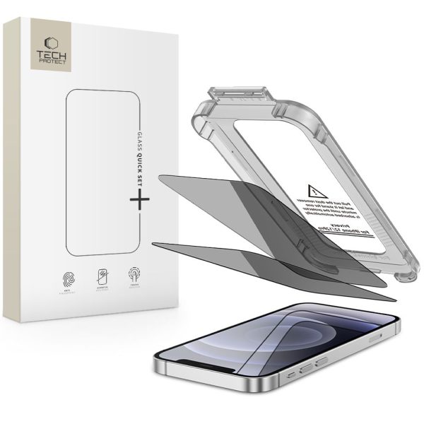 SZKŁO PRYWATYZUJĄCE TECH-PROTECT QUICK SET SPY+ 2-PACK IPHONE 12 / 12 PRO PRIVACY