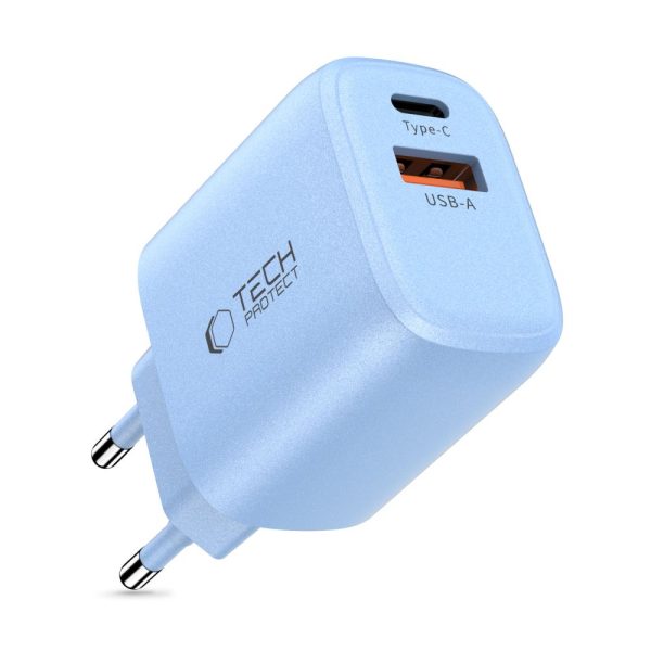 TECH-PROTECT NCA20 2-PORT NETWORK CHARGER PD 20W / QC3.0 BABY BLUE - Image 2