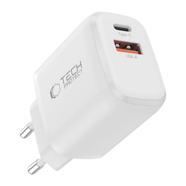 TECH-PROTECT NCA20 2-PORT NETWORK CHARGER PD 20W / QC3.0 + TYPE-C CABLE WHITE - Image 4
