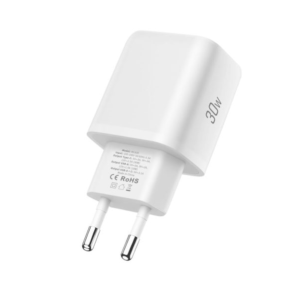 TECH-PROTECT NCA30 2-PORT NETWORK CHARGER PD 30W / QC3.0 + TYPE-C CABLE WHITE - Image 5
