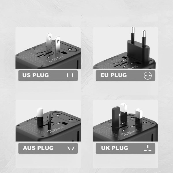 TECH-PROTECT TA200 TRAVEL ADAPTER EU/UK/US/AU BLACK - Image 9