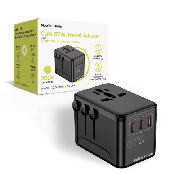 Mobile Origin GaN 67W Travel Adapter PW5 EU/UK/US/AUS