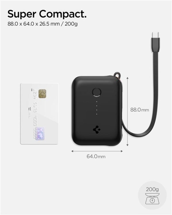 Spigen Essential 10000 mAh 30W Power Bank (Built in Cable) black EA3010BT (ABA09023) - Image 4