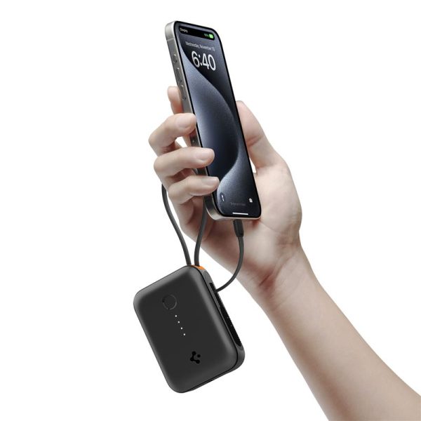 Spigen Essential 10000 mAh 30W Power Bank (Built in Cable) black EA3010BT (ABA09023) - Image 6