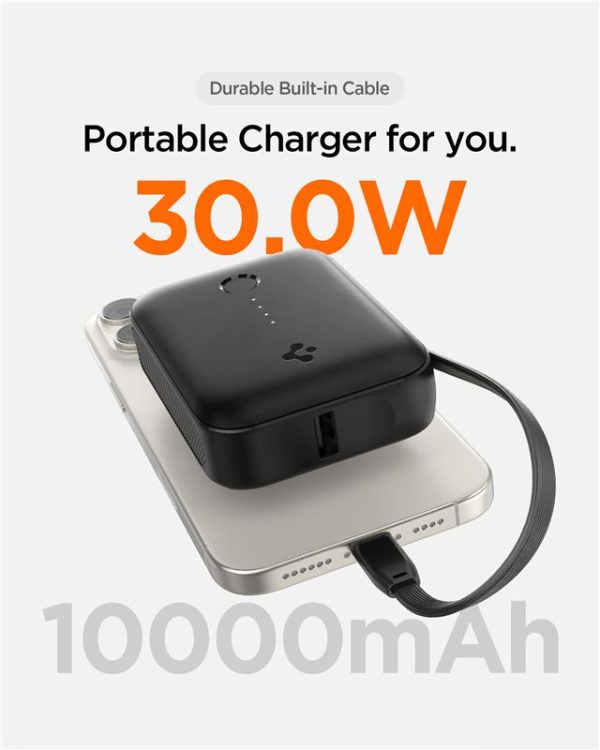 Spigen Essential 10000 mAh 30W Power Bank (Built in Cable) black EA3010BT (ABA09023) - Image 12