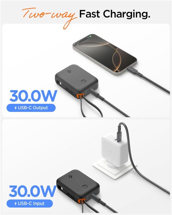 Spigen Essential 10000 mAh 30W Power Bank (Built in Cable) black EA3010BT (ABA09023) - Image 13
