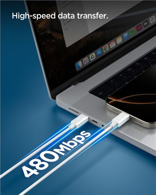 Spigen Essential USB A to USB C 60W Cable White EB6010AC (ACA08715) - Image 6
