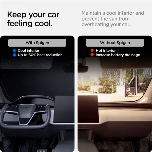 Spigen Tesla Car Front Windshield Sunshade black - Tesla Model S (ACP09305) - Image 10