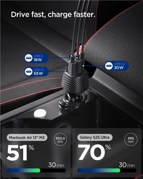 Spigen Essential 113W Car Charger EV1133 black (ACP09543) - Image 3