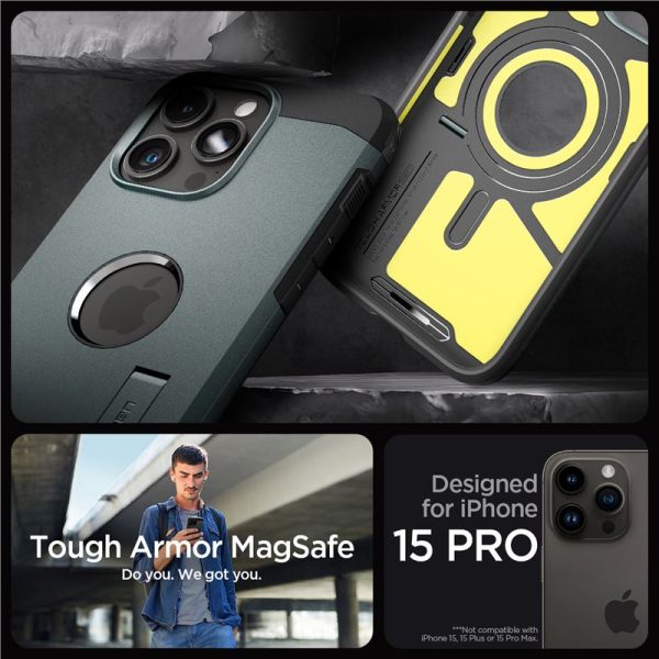 Θήκη Spigen Tough Armor (MagFit) Abyss Green-Apple iPhone 15 Pro (ACS06735) - Image 24