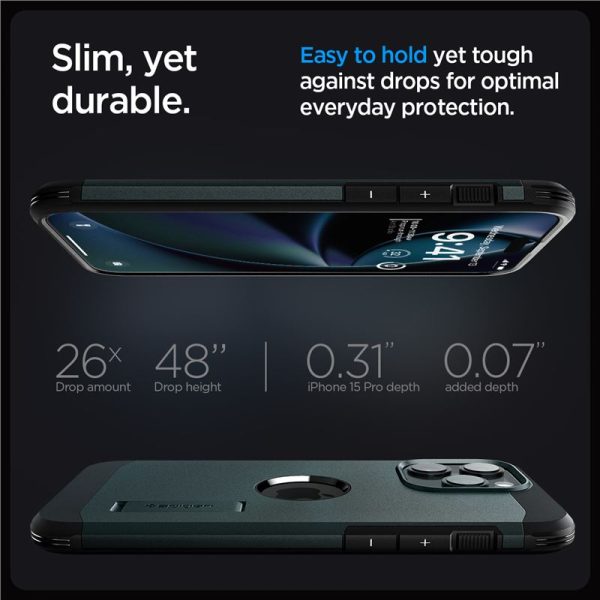 Θήκη Spigen Tough Armor (MagFit) Abyss Green-Apple iPhone 15 Pro (ACS06735) - Image 29