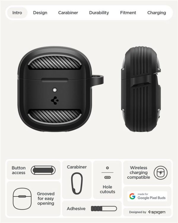 Spigen Rugged Armor matte black - Google Pixel Buds 2a (ACS09480) - Image 4
