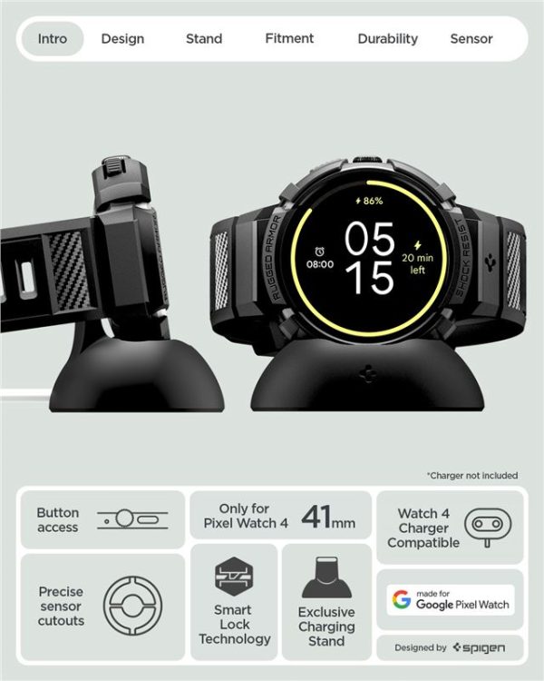 Spigen Rugged Armor matte black - Google Pixel Watch 4 41mm (ACS09484) - Image 13