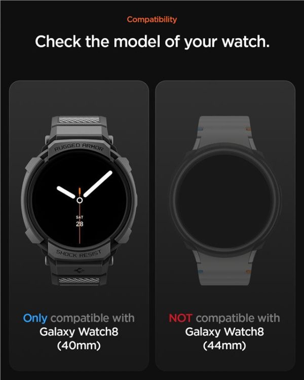 Spigen Rugged Armor Pro Matte Black-Samsung Galaxy Watch 8 40mm (ACS10005) - Image 4
