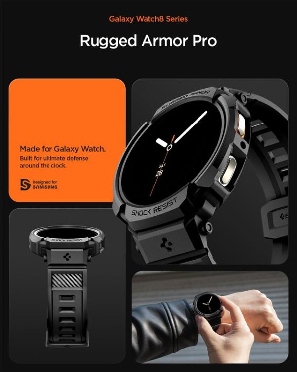 Spigen Rugged Armor Pro Matte Black-Samsung Galaxy Watch 8 40mm (ACS10005) - Image 5