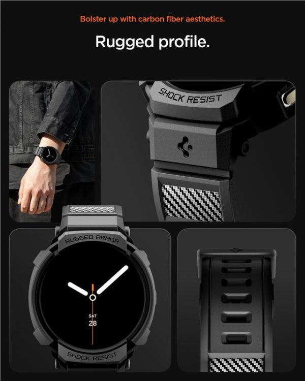 Spigen Rugged Armor Pro Matte Black-Samsung Galaxy Watch 8 40mm (ACS10005) - Image 6