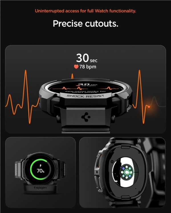 Spigen Rugged Armor Pro Matte Black-Samsung Galaxy Watch 8 40mm (ACS10005) - Image 8