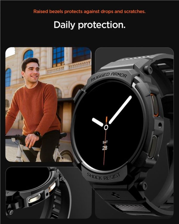Spigen Rugged Armor Pro Matte Black-Samsung Galaxy Watch 8 40mm (ACS10005) - Image 9