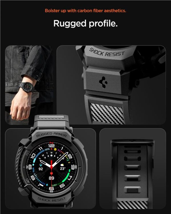 Spigen Rugged Armor Pro Matte Black-Samsung Galaxy Watch 8 Classic (46mm) (ACS10013) - Image 4