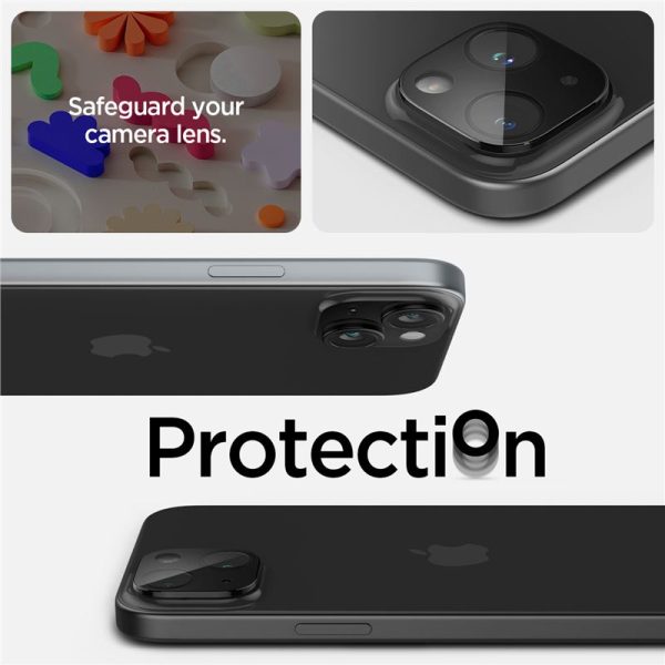 Spigen Camera Lens Protector Optik GLAS.tR Slim 2PCS Black-Apple iPhone 15/15 Plus/14/14 Plus (AGL06917) - Image 15