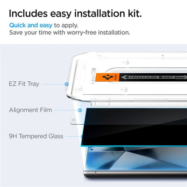 Spigen EZ Fit GLAS.tR Privacy 2PCS-Samsung Galaxy S24 Ultra (AGL07625) - Image 12