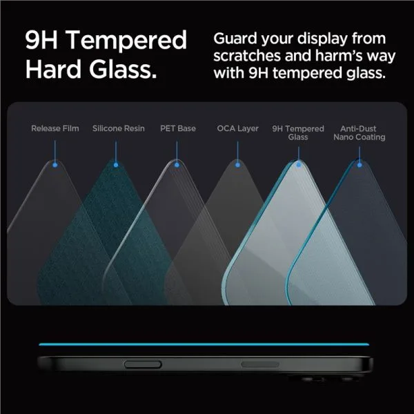 Τζάμι Προστασίας iPhone 18 Pro / 17 Pro / 17 / 16 Pro Spigen Glas.tR EZ Fit AluminaCore 2-Pack Clear (AGL07928) - Image 18