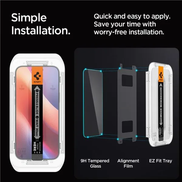 Τζάμι Προστασίας iPhone 18 Pro / 17 Pro / 17 / 16 Pro Spigen Glas.tR EZ Fit AluminaCore 2-Pack Clear (AGL07928) - Image 21